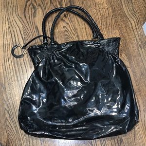 Excellent condition black patent leather shoulder bag